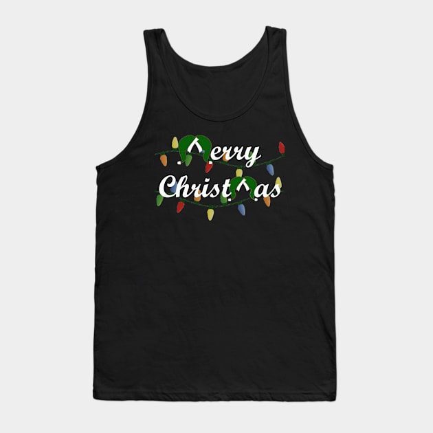 Classic Merry Christmas with Santa Hats - White font Tank Top by Humerushumor